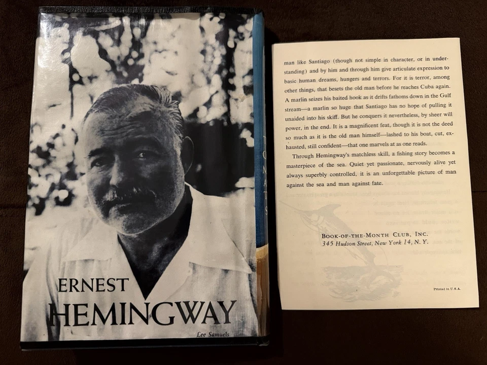 The Old Man and the Sea Hemingway 1952 Book of the Month Club Dust Cover Insert - Image 2 of 4