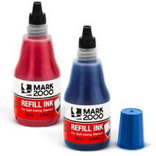 2 PCS Blue Red Self-Inking Refill Ink 25cc 0.9oz Stamp Pad Supplies