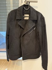 Mango Man Herren Bikerjacke Wildlederimitat Schwarz Größe M - NEU