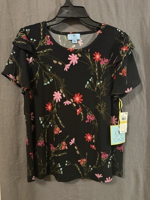 CeCe Women's Floral Print Blouse Size Medium