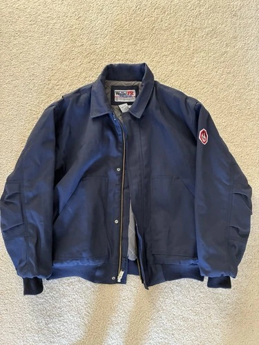 Walls FR Men’s Flame Resistant Full Zip Bomber Jacket 2XL Blue Cotton Blend - product listing photo