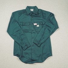 Vintage 70s JCPenney Big Mac Twill Work Shirt Green Mens Small 14-14.5 32.5-33
