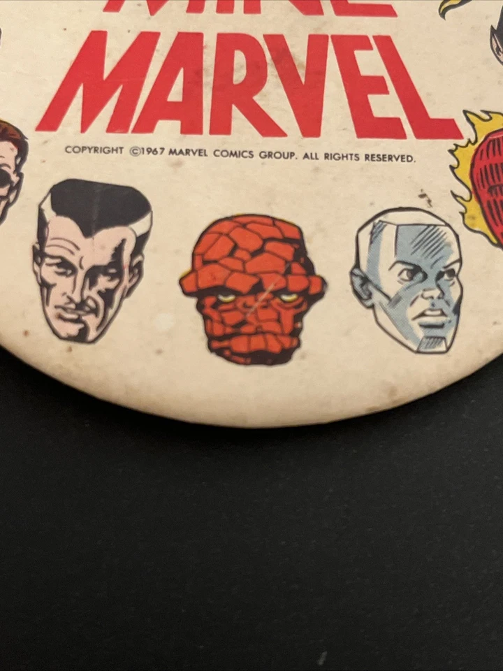 ¡¡Raro!! Prendedor de botón de membresía Make Mine Marvel 1967 vintage 3 1/4" - auténtico Foto 4 de 4