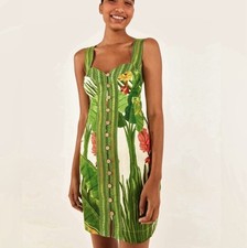 Farm Rio Fresh Forest Scarf Sweetheart Neck Mini Dress Size small