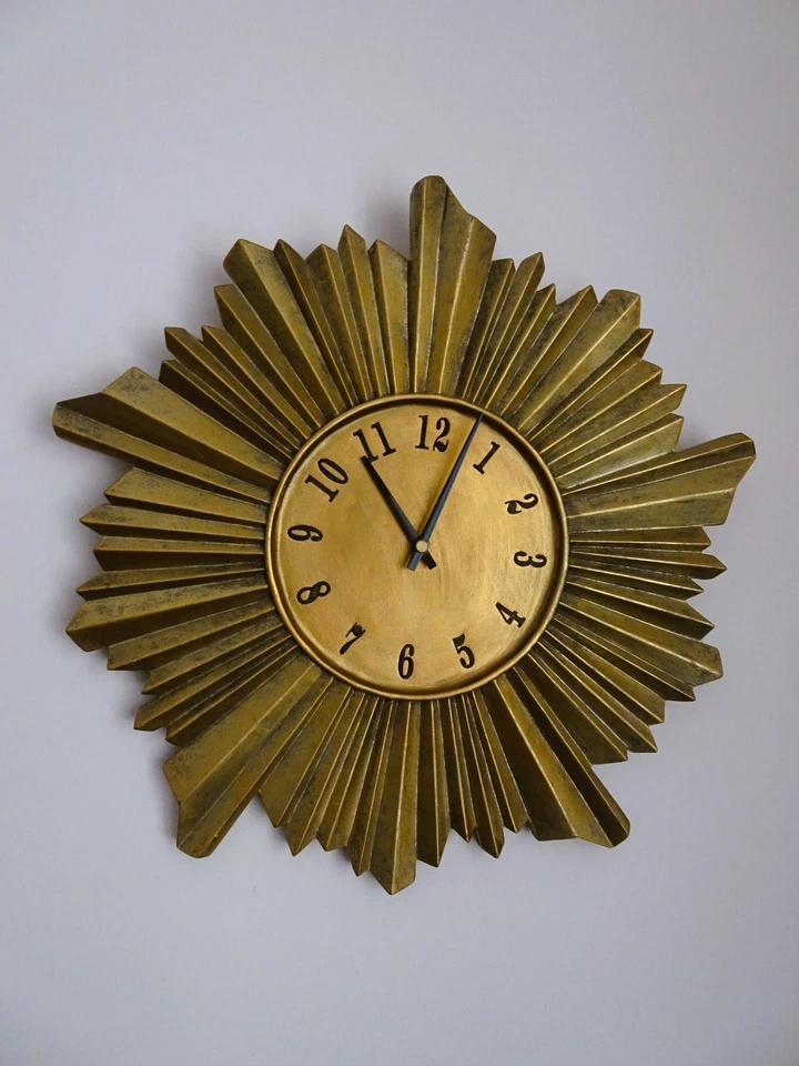 Horloge murale (mouvement quartz à pile) en céramique dorée. 37 CM. En TBE - Photo 3/4