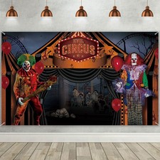 Halloween Evil Circus Backdrop, Large Fabric Large, Multicolor
