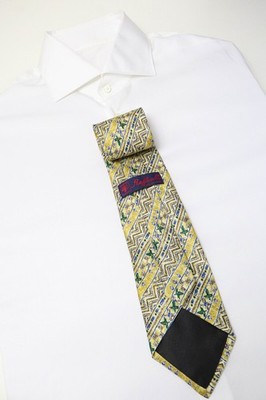 Raffaello Tie Men's One Size Yellow Patterned Pointed Pure Silk
