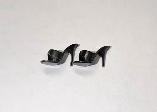 Vintage Barbie Doll - BLACK Open Toe Shoes (JAPAN)