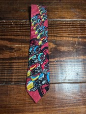Vintage 90s Ralph Marlin Harley Davidson Motorcycle Red Silk Tie Made In USA