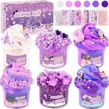 6 Pack Slime Kit, Purple Dream Slime Kids, Cloud Butter Clear Slime, Party ...