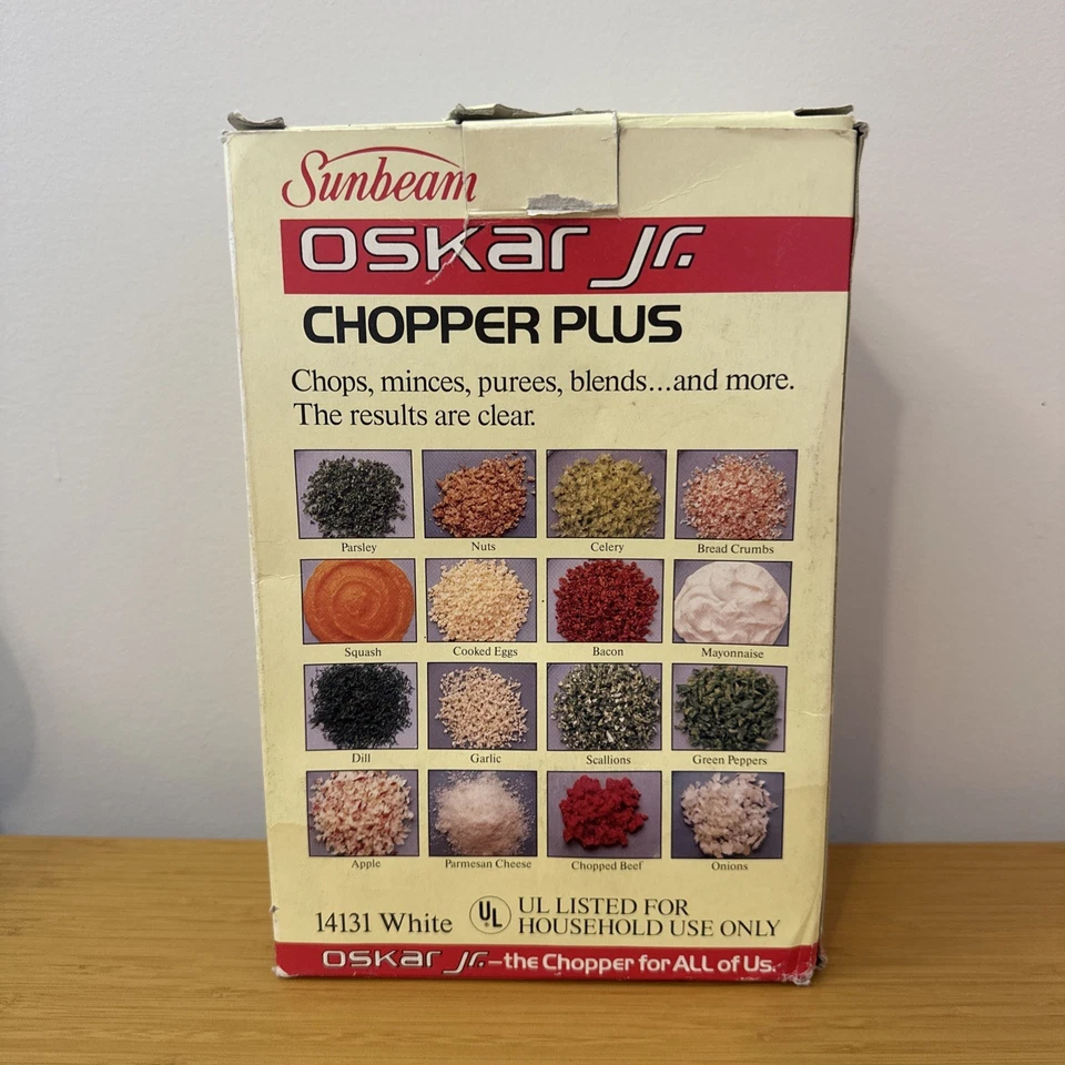 SUNBEAM OSKAR Jr PLUS ELECTRIC FOOD CHOPPER 1987 MODEL 14131 NEW IN BOX - Image 3 of 4
