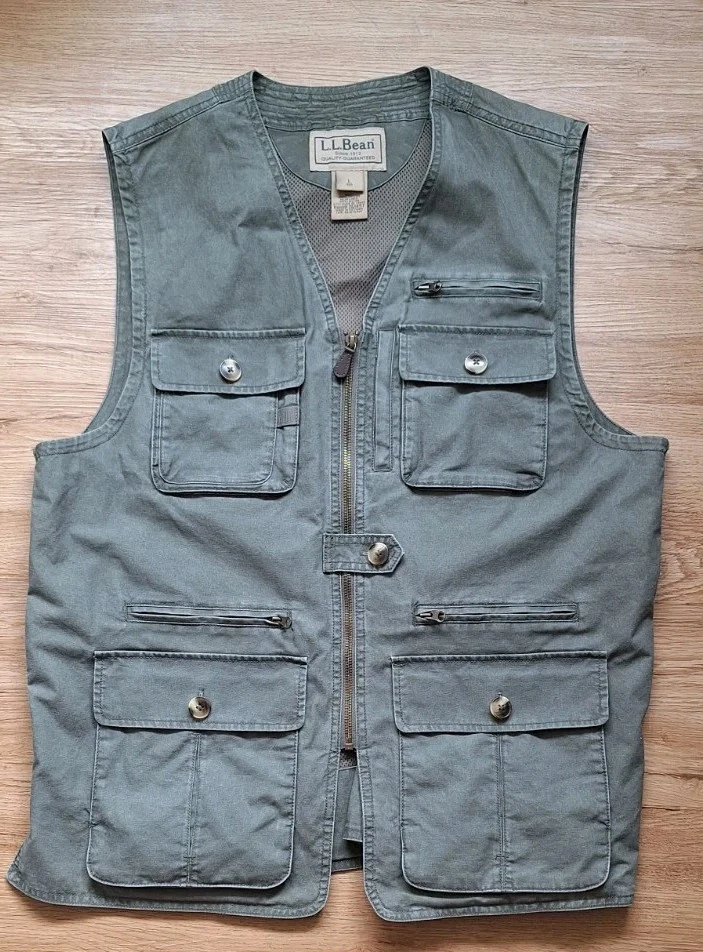 LL Bean Vest Men L Cargo Utility Hunting Fishing Outdoor Vintage Tactical Mesh