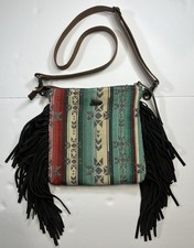 Justin Boots Serape Crossbody Bag Western Fringe Purse Southwestern Aztec Woven