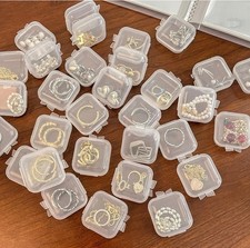 Mini Plastic Clear Boxes Small Jewellery Organizer Pills Storage Empty Container