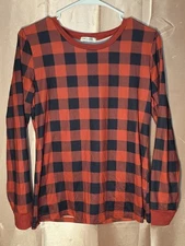 EKOUAER Pajama TOP Red Black Plaid Super Soft Medium M EUC