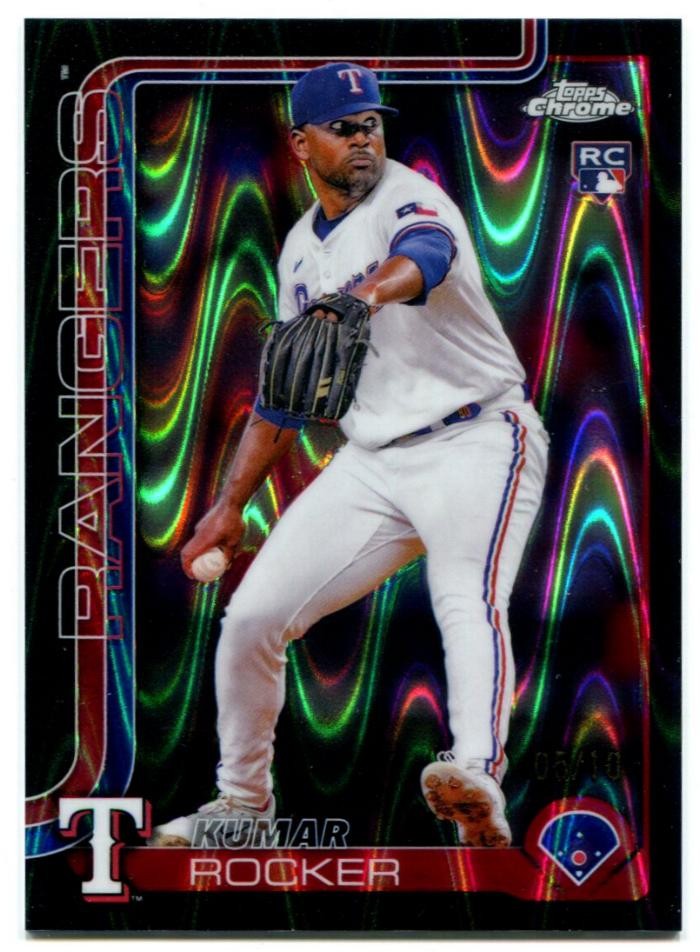 2025 Topps Chrome #73 Kumar Rocker Black Raywave Refractor 05/10 Rangers