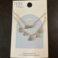 Time And Tru Libra Zodiac Sign Layered Necklaces 16” & 18”