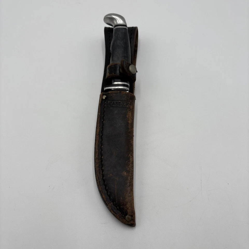 Vintage Case XX 216-5 Hunting Knife and Stamped Leather Sheath Preowned - Image 2 of 4