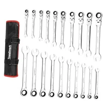  20-Piece Wrench Set, 72 Teeth Ratchet, Chrome Vanadium Steel, Silver 