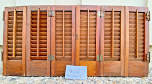 Early 1900’s Antique Wood Plantation Louvered Window Shutters  Set 17” X 36”