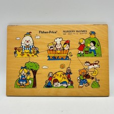 VTG Fisher Price Wooden Puzzle 510 Nursery Rhymes 6 Piece Knobs 1970s Holland