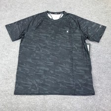 Spyder Rash Guard Shirt Mens Large Black Camo UPF 30 Swim Quick Dry S923028