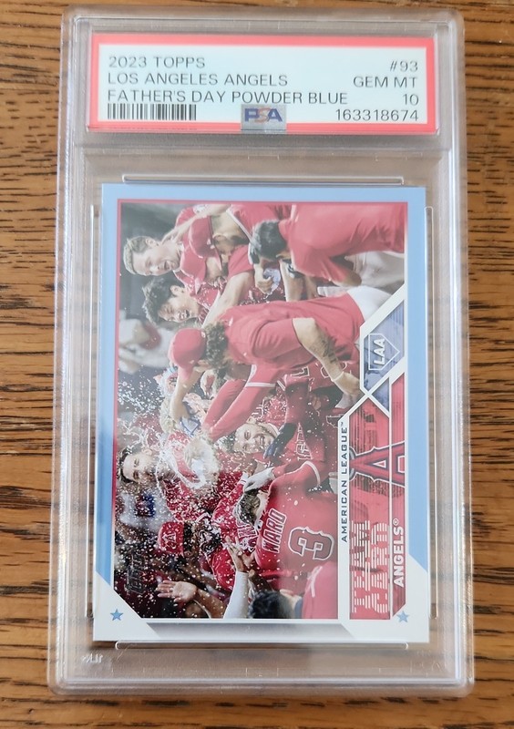 2023 Topps Series 1 - Los Angeles Angels #93 Father's Day Powder Blue /50 PSA 10