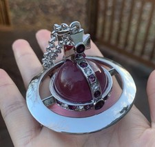 Vivienne Westwood Necklace Giant Extra Large Orb Silver Grape Chrystal Purple