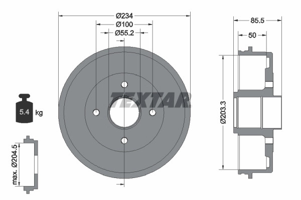 2Er-Set 2Er Set Bremstrommel Textar 94019600 Renault 7700840711-image