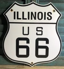 VINTAGE ILLINOIS US ROUTE 66 PORCELAIN 13” GASOLINE HIGHWAY ROAD SHIELD SIGN