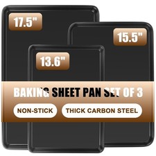 Baking Sheet Pan Set of 3, Commercial Cookie Sheets for Baking, large, Black
