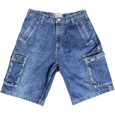 Vintage Outech Men Size 36 Denim Blue Baggy Y2K Cargo Shorts Jorts Streetwear