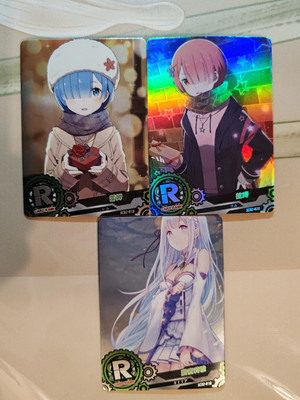 3 Karten Göttin Re:Zero REM RAM EMILIA Sexy JAP Öl Holo