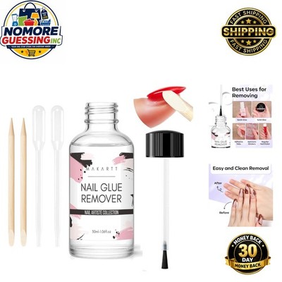 Safe & Easy Nail Glue Remover - 30ML with Brush and Wooden Sticks for Home Use