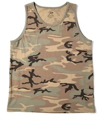 MEN'S TANK TOP: Rothco Woodland Camo Military Training Tank Sleeveless LARGE L