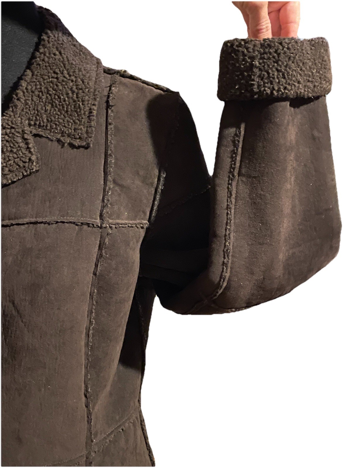 L.E.I. Coat Patchwork Shearling Button Down Faux … - image 8