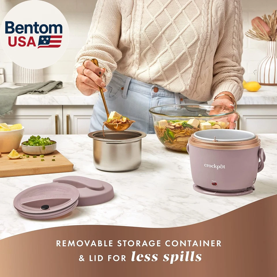 Электрический ланч-бокс 20 унций, портативный подогреватель пищи, розовый румянец | идеально подходит для путешествий - Изображение 4 из 4