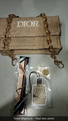 without tags Dior Beauty GWP RaffiaJute Cosmetic Bag with added acrylic  G2U
