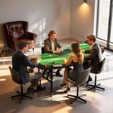 Soozier 72" Foldable Poker Table, Portable 8-Player Blackjack Table, Green