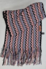 Missoni Scarf Italy Wool Blend Zig Zag Chevron Multicolor Fringe 84" Designer