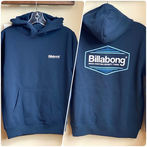 NWOT NEW Boys M 12 Billabong Pocket Pullover Hoodie Navy Blue Logo Lahaina Maui