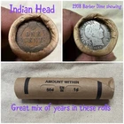 Wheat Penny Roll. 1908 BARBER DIME and Indian Head showing on ends