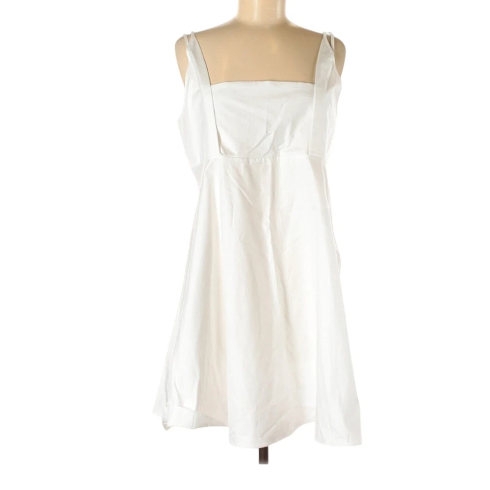 NEW CARVEN White Cotton Sundress 8 Empire Vacation Beach Coastal Minimalist Midi - Image 3 of 4