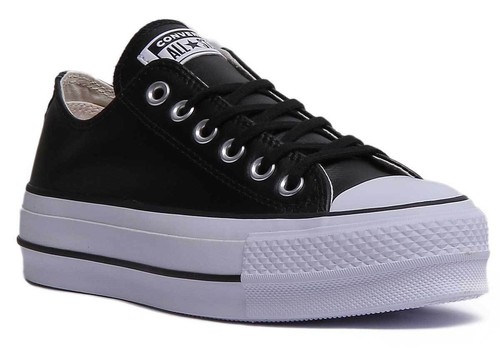 Converse Chuck Taylor Zapatillas Para Mujer Corte Bajo De Plataforma En  Negro Tamaños UK 3 - 8 | eBay