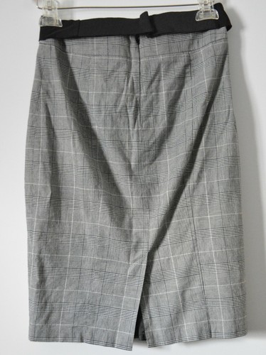 Review Skirt Grey Black White Check Plaid Pencil - Picture 2 of 5
