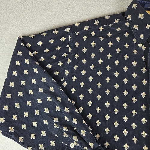 Tommy Hilfiger Corduroy Button Down Shirt Mens Size Large Fleur De Lys AOP - Picture 3 of 18