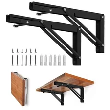 Folding Shelf Brackets - 14 Inch Heavy Duty Metal Collapsible Shelf Bracket f...