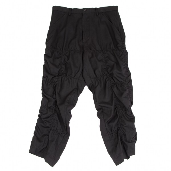 BLACK COMME des GARCONS Wool Gabardine Shirring Pants Size S BLACK COMME des GARCONS Wool Gabardine Shirring Pants Size S