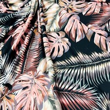 Printed Vintage Coral Leaves Stretch Fabric 60" wide Swimsuit Spandex By Yard