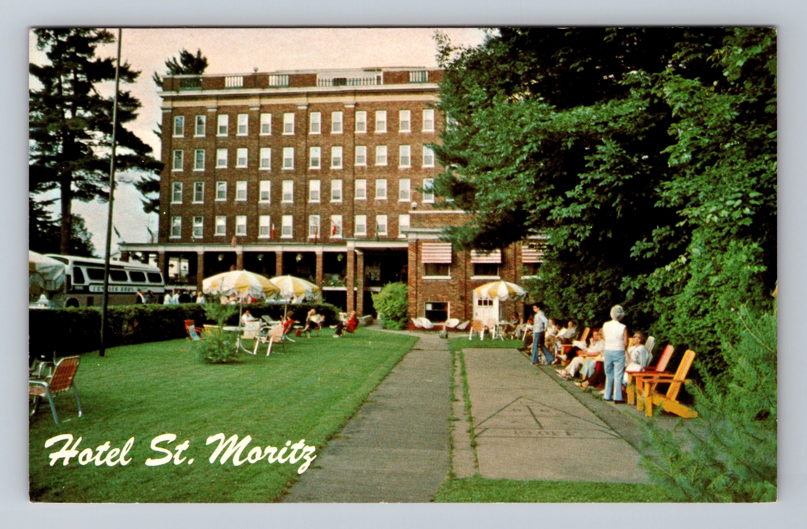 New York NY Lake Placid Hotel St Moritz Vintage Postcard Standard Souvenir PC